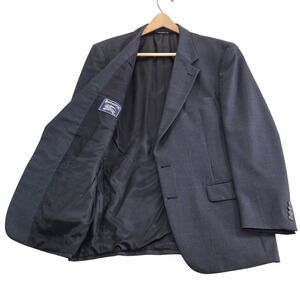 VTG Burberrys Mens 44L Gray Plaid 100% Wool Two Button Blazer Sport‎ Coat